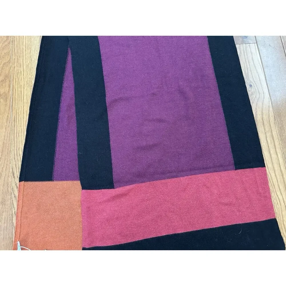NEW Eileen Fisher Merino Jersey‎ 100% Merino Wool Scarf Color block Soft NWT